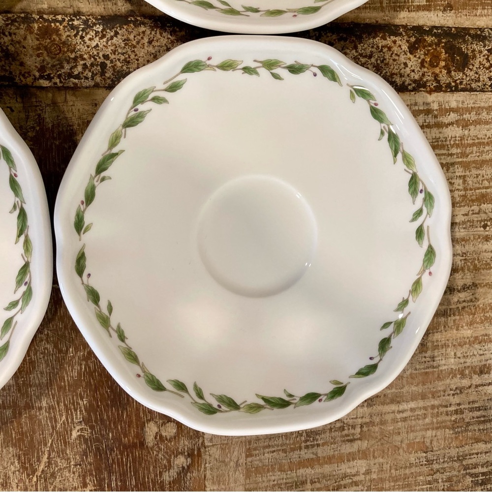 Noritake Casual Gourmet Garden Set of 4 Saucers 7940/1 6.5” Green Leaf Design - Picture 4 of 12